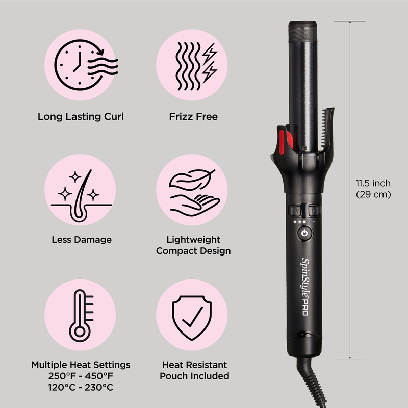 Spinstyle Pro Automatic Curler w Pouch 1 inch New SalonTech